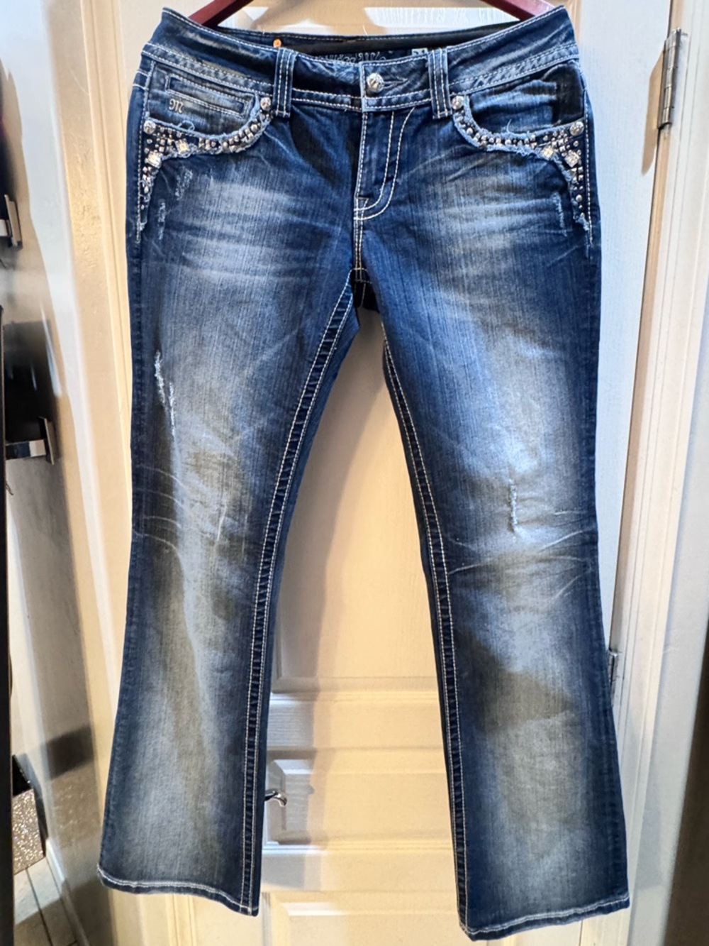 Miss Me Dark Blue Embellished Flare Jeans